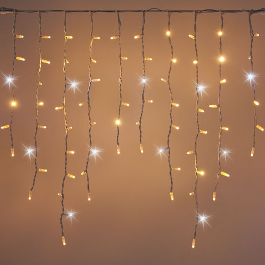 TENDA LUMINOSA NATALIZIA LUCI DI NATALE DA ESTERNO 120 MAXI LED LUCE CALDA E FLASH INTERMITTENTI 4MT PROLUNGABILI