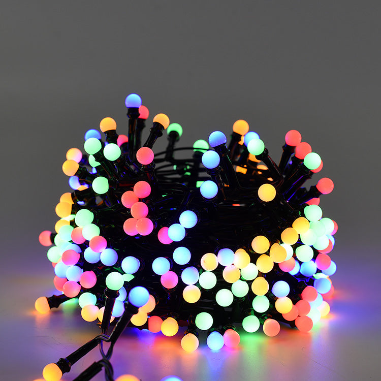 CATENA LUMINOSA LED A SFERA 500 LUCI MULTICOLORE SU CAVO NERO DA 10 METRI - CON 8 MODALITA' DI ILLUMINAZIONE PROLUNGABILE FINO A 2 PEZZI