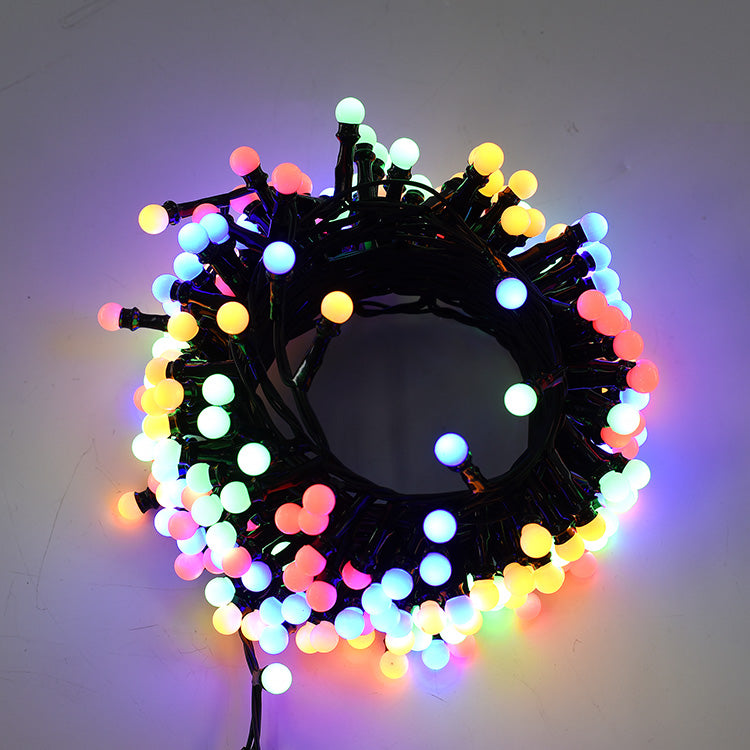 CATENA LUMINOSA LED A SFERA 500 LUCI MULTICOLORE SU CAVO NERO DA 10 METRI - CON 8 MODALITA' DI ILLUMINAZIONE PROLUNGABILE FINO A 2 PEZZI